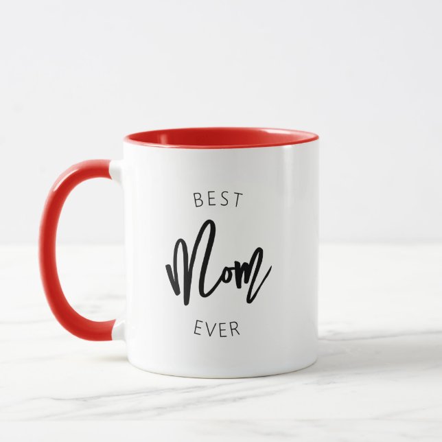 Classic Calligraphy Best Mom Ever Two-Toned Mug  (Left)