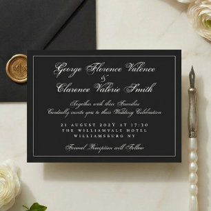 Classic Calligraphy Black & White Wedding Invitation