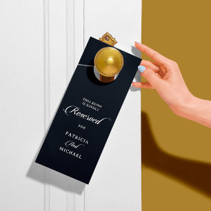 Classic Calligraphy Black White Wedding Reserved Door Hanger