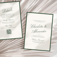 Classic Calligraphy Dark Sage Old Money Wedding