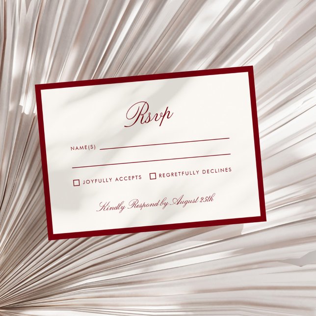 Classic Calligraphy Deep Red Old Money Rsvp Invitation (Creator Uploaded)