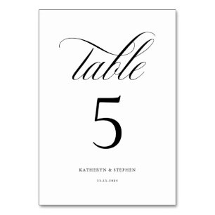 Classic Calligraphy Elegant Wedding Table Number 5