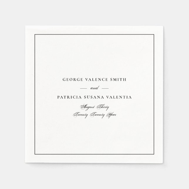 Classic Calligraphy Framed Wedding Napkin (Front)