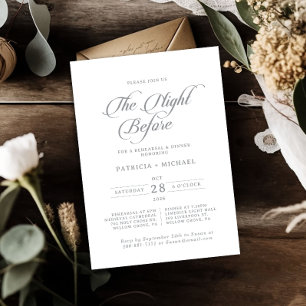 Classic Calligraphy Night Before Rehearsal Dinner Invitation