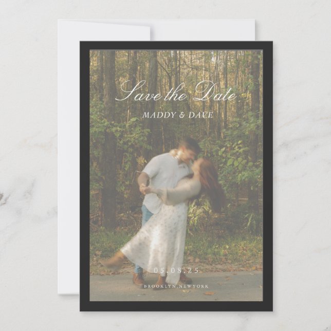 Classic Calligraphy Nostalgic Luxury Save the Date (Front)