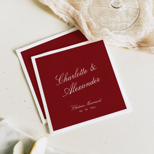 Classic Calligraphy Old Money Deep Red Wedding Napkin