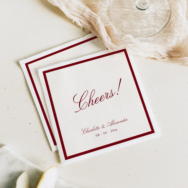 Classic Calligraphy Old Money Deep Red Wedding Napkin (Creator Uploaded)