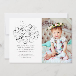 Classic Calligraphy Photo Baptism Thank You