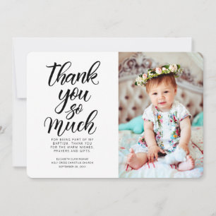 Classic Calligraphy Photo Baptism Thank You Card