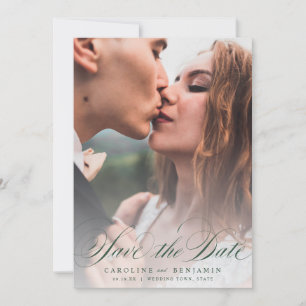 Classic calligraphy photo wedding save the date