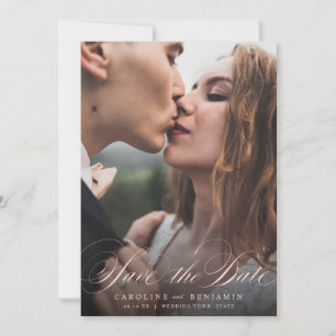 Classic calligraphy photo wedding save the date