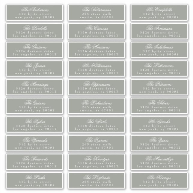 Classic Calligraphy Sage Green Guest Address label (Front)