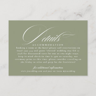 Classic Calligraphy Sage Green Wedding Details Enclosure Card