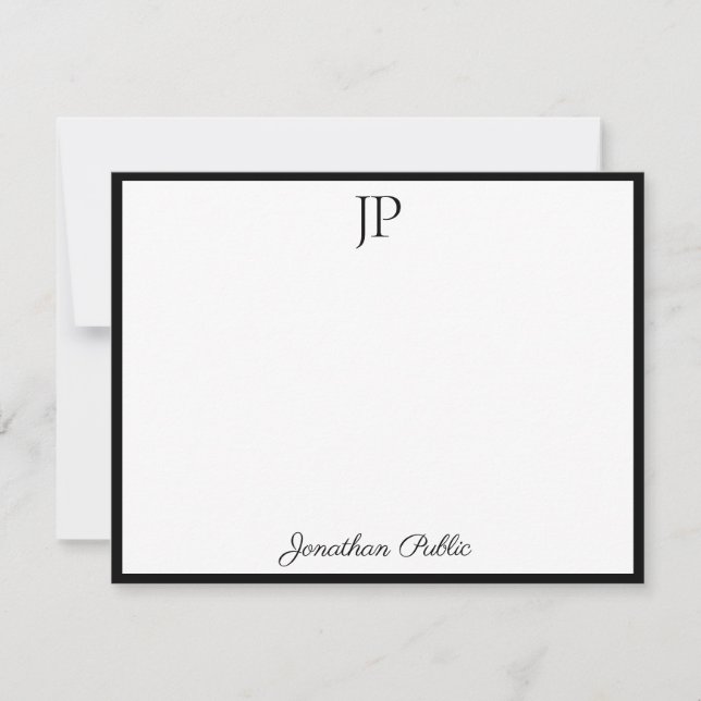 Classic Calligraphy Script Text Stylish Monogram Card (Front)
