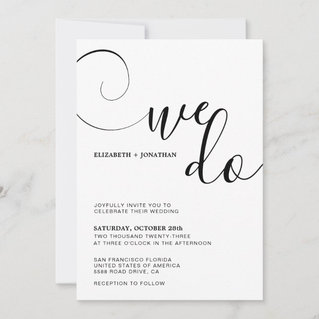 Classic Calligraphy Script We Do Wedding Invitation (Front)