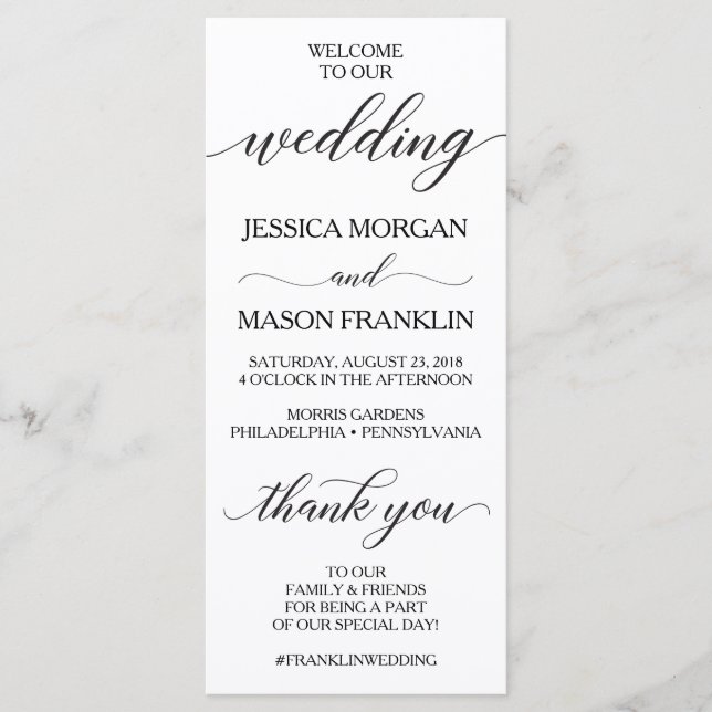 Classic Calligraphy Script Wedding Program (Front)