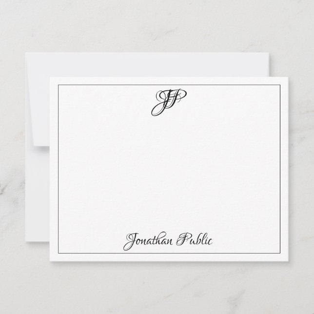 Classic Calligraphy Text Monogram Template Black (Front)