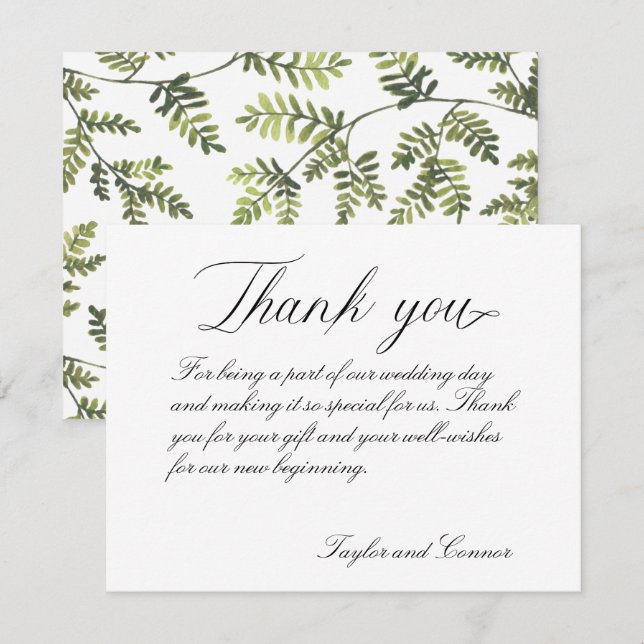 Classic Calligraphy Wedding Thank You Card (Front/Back)