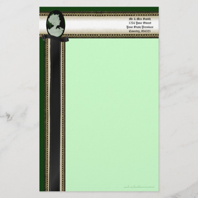 Classic Cameo (Jade/Green) Stationery (Front)