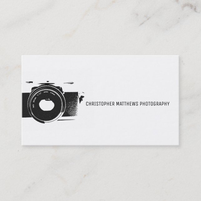 Classic Camera Artistic Black white Photographer Business Card (Front)