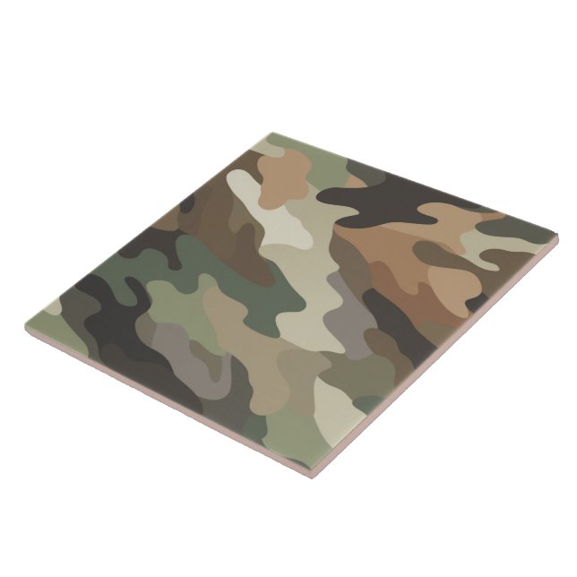 Classic Camouflage Pattern Decorative Ceramic Tile (Side)