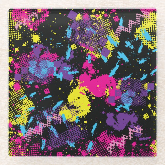 Classic Camouflage: Seamless Vintage Pattern Glass Coaster (Front)