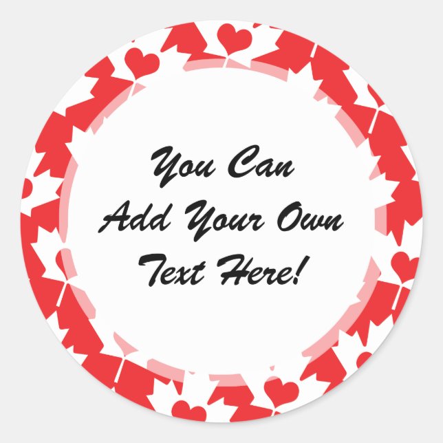 Classic Canadian Flag Maple Leaf with Heart Round Sticker (Front)