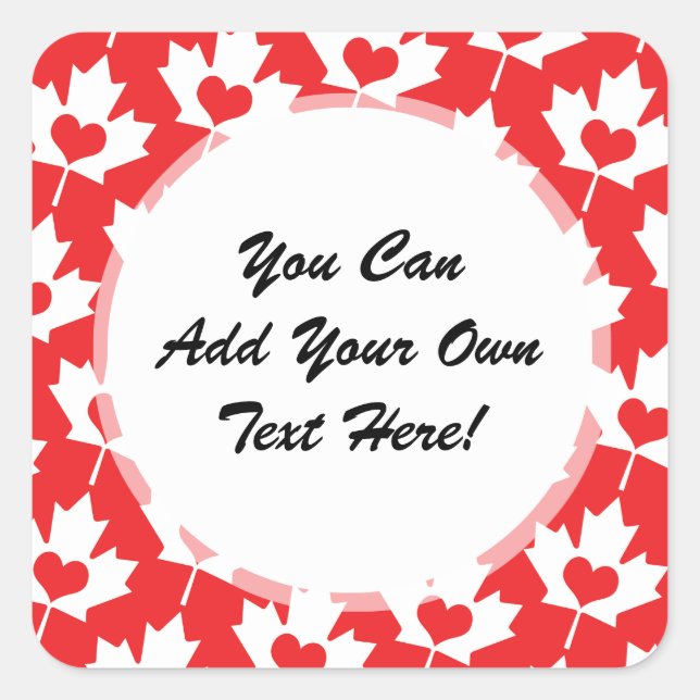 Classic Canadian Flag Maple Leaf with Heart Square Sticker (Front)