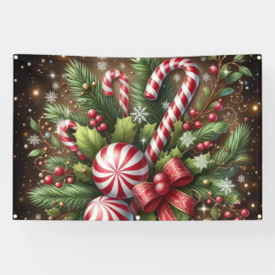 Classic Candy cane/peppermint Christmas greenery Banner