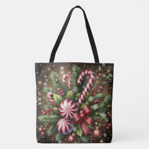 Classic Candy cane/peppermint Christmas greenery Tote Bag