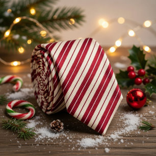 Classic Candy Cane Red & White Diagonal Striped Tie