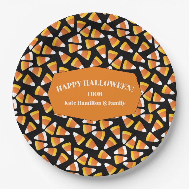 Classic Candy Corn Halloween Party Paper Plate (Front)
