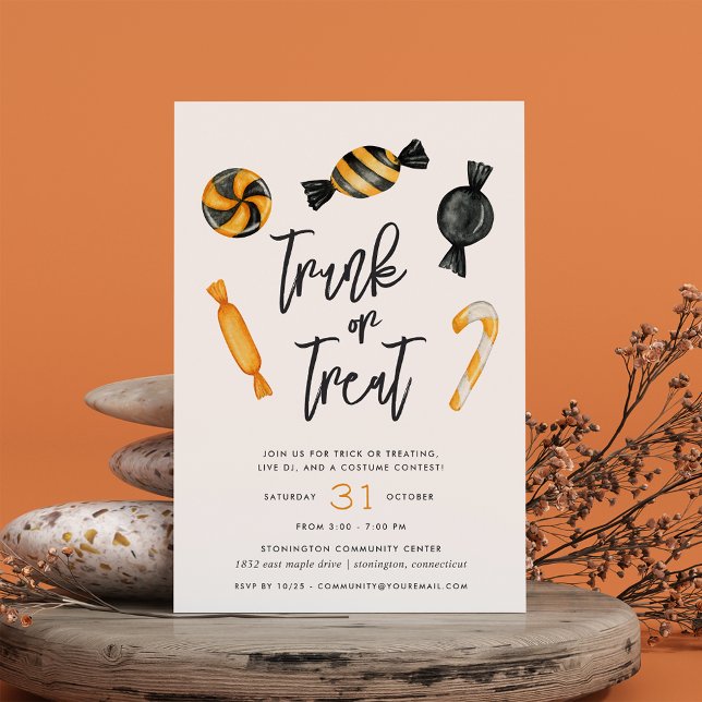 Classic Candy Trunk or Treat Halloween Party Invitation (Creator Uploaded)