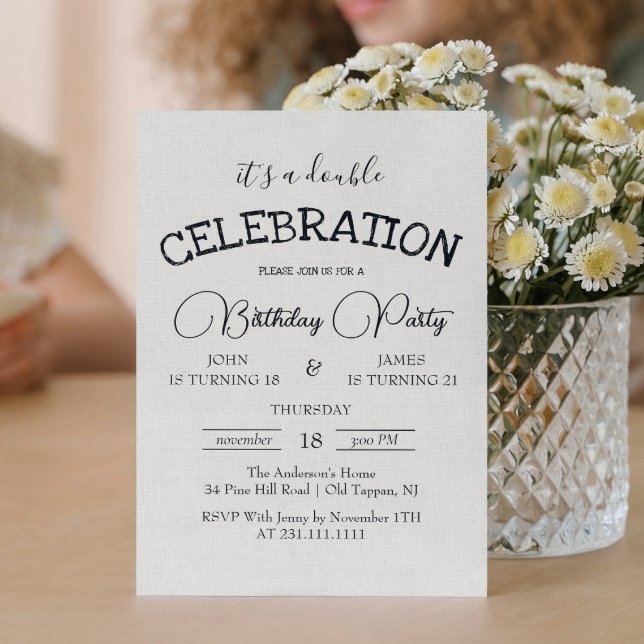 Classic Canva Double Birthday Party  Invitation (Creator Uploaded)