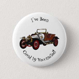 Classic car 1920 cartoon illustration 2 inch round button