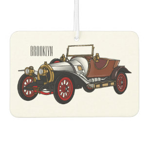 Classic car 1920 cartoon illustration air freshener
