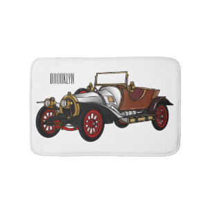 Classic car 1920 cartoon illustration bath mat