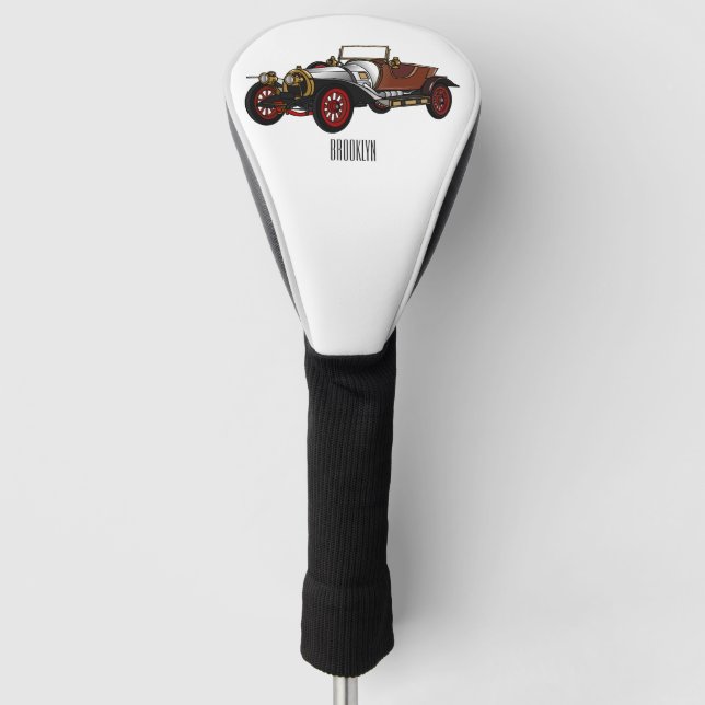 Classic car 1920 cartoon illustration golf head cover (Front)