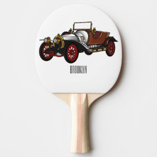 Classic car 1920 cartoon illustration ping pong paddle