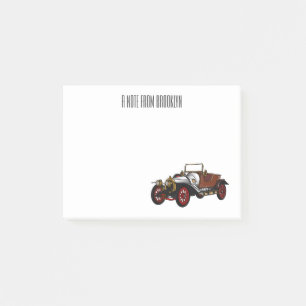 Classic car 1920 cartoon illustration post-it notes
