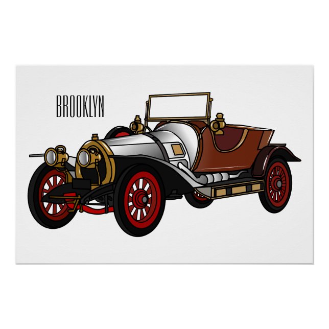 Classic car 1920 cartoon illustration poster (Front)