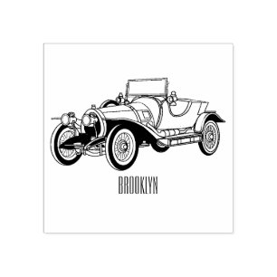 Classic car 1920 cartoon illustration rubber stamp