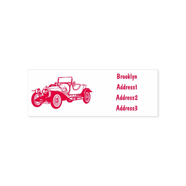 Classic car 1920 cartoon illustration self-inking stamp (Design)