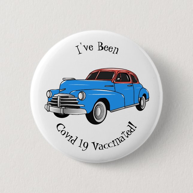 Classic car 1948 cartoon illustration 2 inch round button (Front)