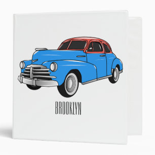 Classic car 1948 cartoon illustration binder