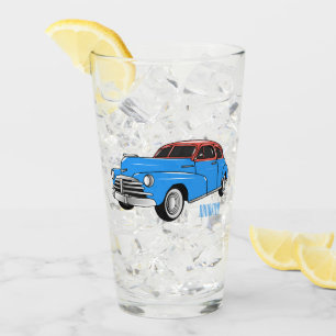 Classic car 1948 cartoon illustration glass