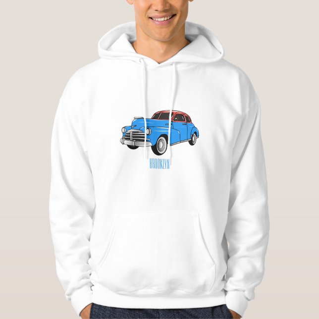 Classic car 1948 cartoon illustration hoodie (Front)