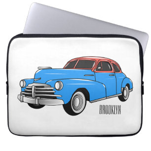 Classic car 1948 cartoon illustration laptop sleeve