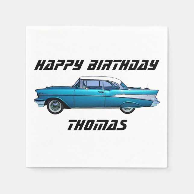 Classic car 1957 Chevy BelAire custom napkins (Front)