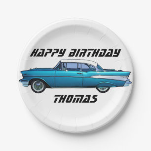 Classic car 1957 Chevy BelAire custom paper plate